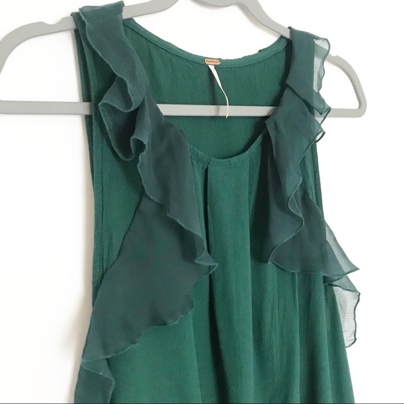 Free People Jade Green Ruffle Dress - Picture 2 of 6